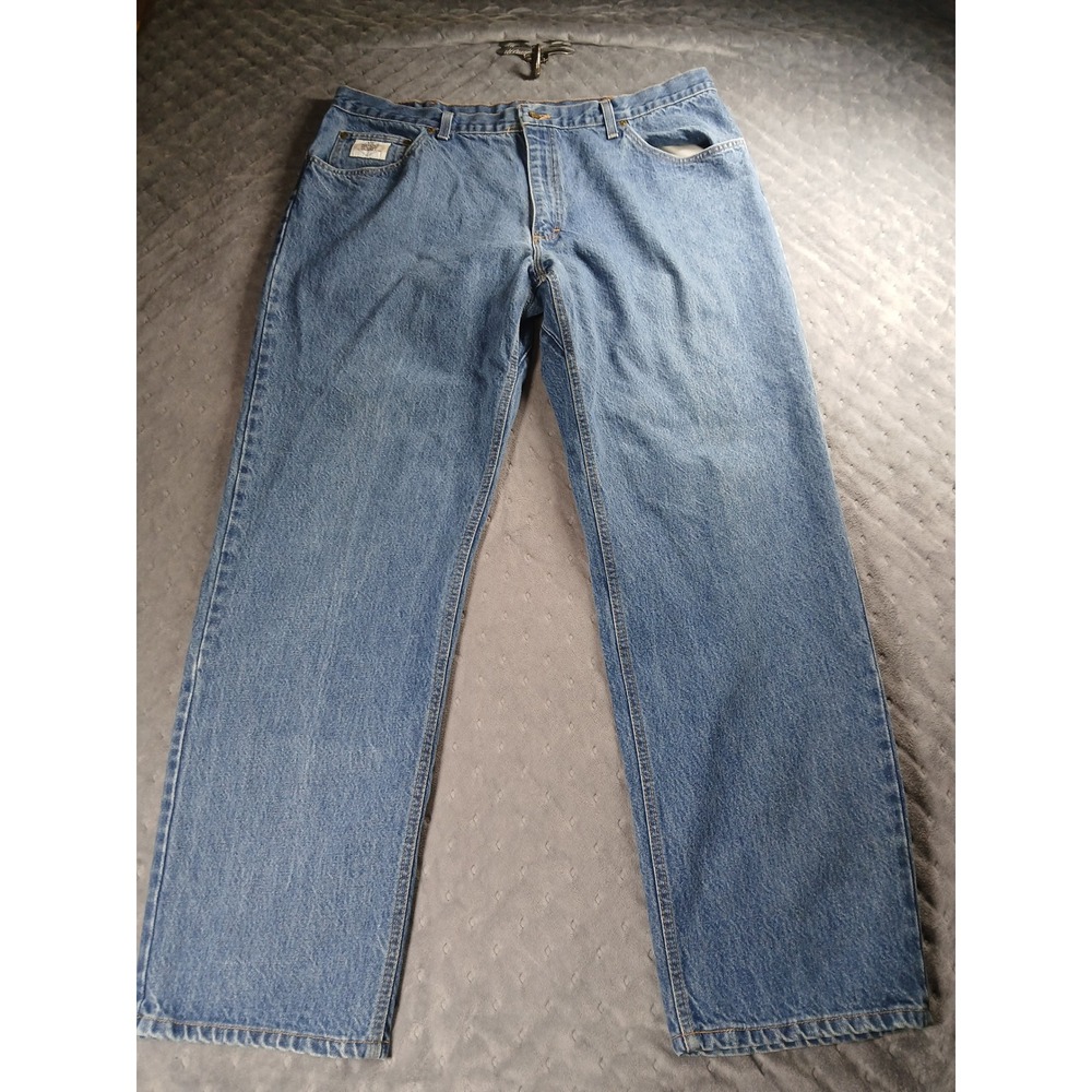 Diamond Gusset Mens Blue Denim Straight Leg Workwear Jeans 40x32 Made in USA - Picture 1 of 9